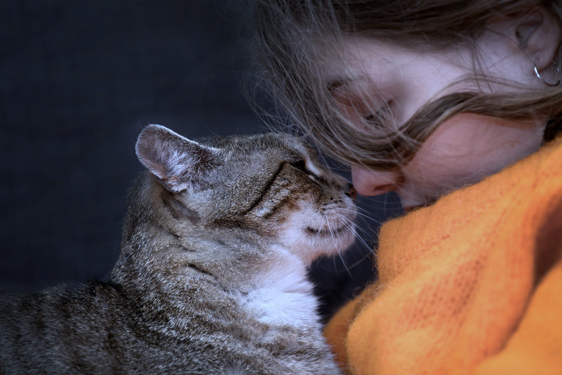 Woman hugs her cat in nashville tn